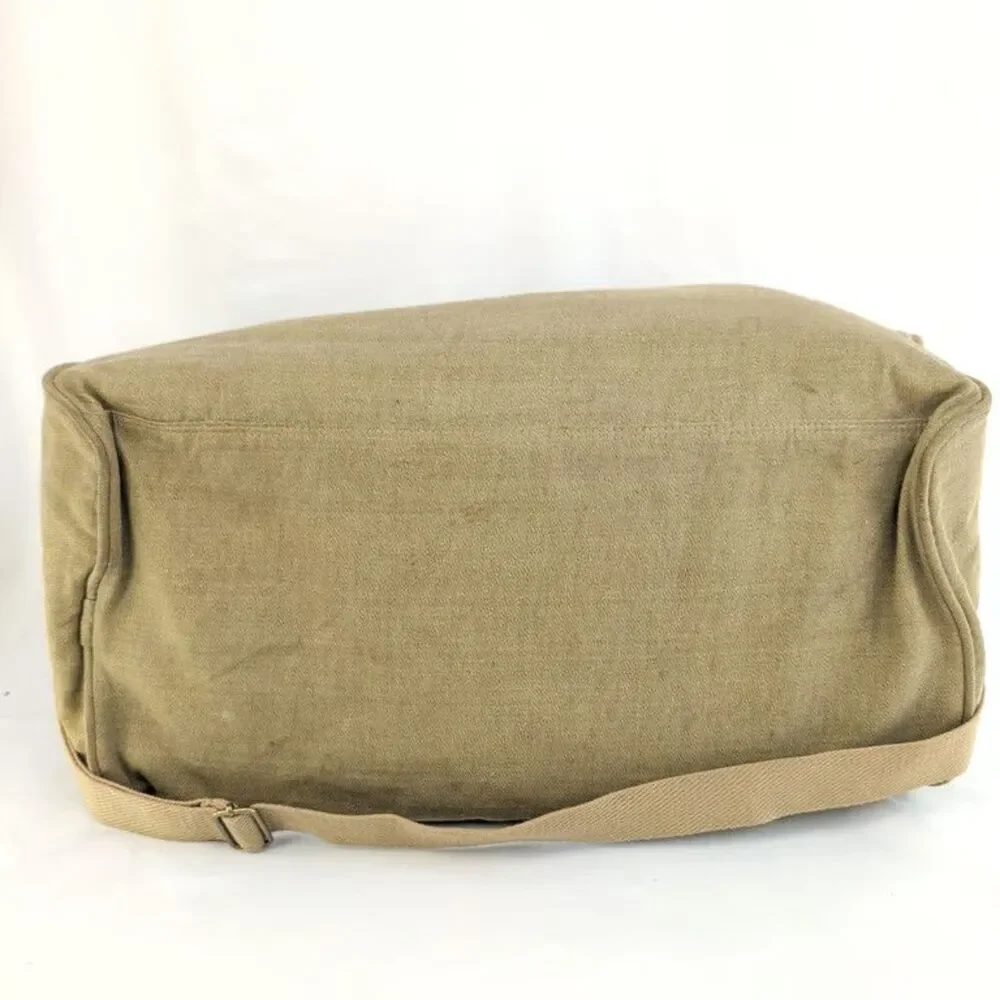 Armani For Men Duffle Bag Canvas Weekender Travel Gym Bag Tan Leather Handle Str